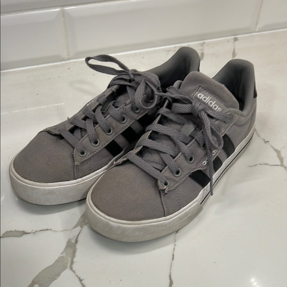 Adidas Classic Gray Sneakers with Black Stripes - Picture 3 of 4
